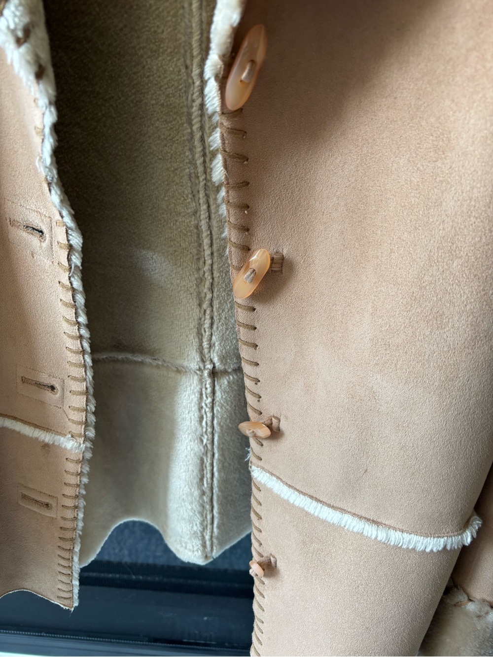 Jones New York Camel Faux Shearling Autumn Coat Mob Wife Medium Back to School - Picture 5 of 6